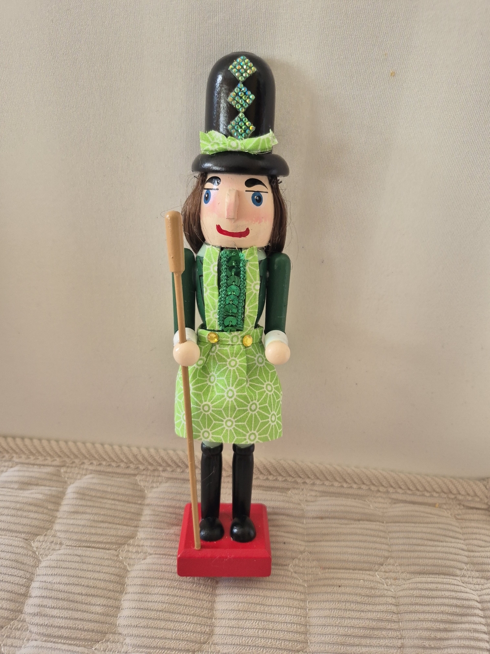 Green Lady Wooden Nutcracker Figurine - Holiday Home Accent